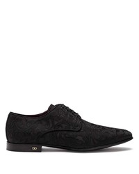 Черные туфли дерби из плотной ткани с принтом от Dolce & Gabbana