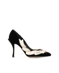 Черные туфли из плотной ткани с украшением от Dolce & Gabbana