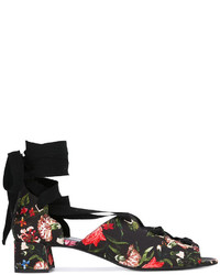 Женские черные туфли на шнуровке с цветочным принтом от Erdem