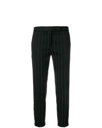 Черные узкие брюки в вертикальную полоску от Thom Browne
