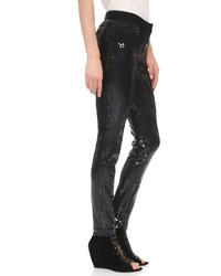 Черные узкие брюки с пайетками от Vera Wang