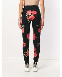 Черные узкие брюки с цветочным принтом от Philipp Plein