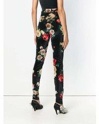 Черные узкие брюки с цветочным принтом от ATTICO