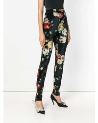 Черные узкие брюки с цветочным принтом от ATTICO