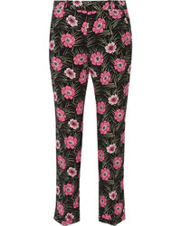 Черные узкие брюки с цветочным принтом от Marni