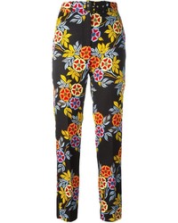 Черные узкие брюки с цветочным принтом от MSGM