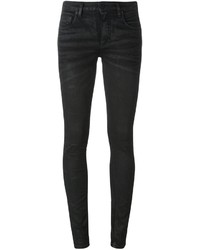 Черные хлопковые джинсы скинни с вышивкой от Off-White