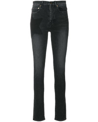 Черные хлопковые джинсы скинни со звездами от Saint Laurent