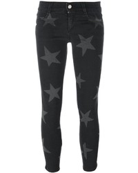 Черные хлопковые джинсы скинни со звездами от Stella McCartney