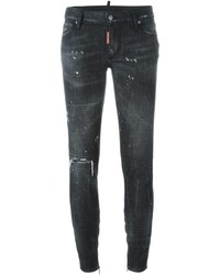 Черные хлопковые джинсы скинни от Dsquared2