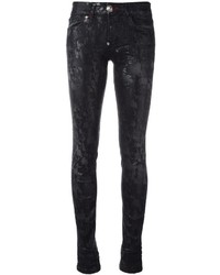 Черные хлопковые джинсы скинни от Philipp Plein