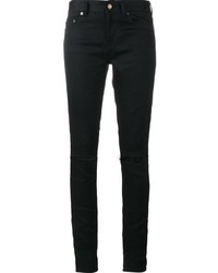 Черные хлопковые рваные джинсы скинни от Saint Laurent