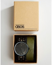 Мужские черные часы с геометрическим рисунком от Asos