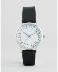 Женские черные часы с принтом от Asos