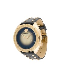 Мужские черные часы с украшением от Versace