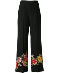 Женские черные шелковые брюки с принтом от Etro