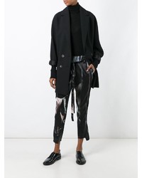 Женские черные шелковые брюки с принтом от Ann Demeulemeester