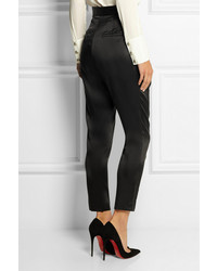 Женские черные шелковые классические брюки от Balmain