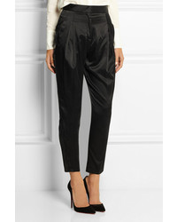 Женские черные шелковые классические брюки от Balmain