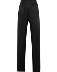 Женские черные шелковые пижамные штаны