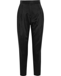 Черные шелковые узкие брюки от Balmain