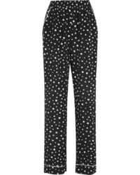 Черные шелковые широкие брюки в горошек от Dolce & Gabbana