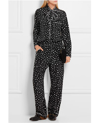 Черные шелковые широкие брюки в горошек от Dolce & Gabbana