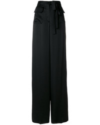 Черные шелковые широкие брюки от Valentino