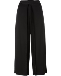 Черные шерстяные брюки-кюлоты со складками от DKNY
