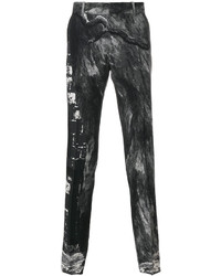 Мужские черные шерстяные брюки с принтом от Alexander McQueen