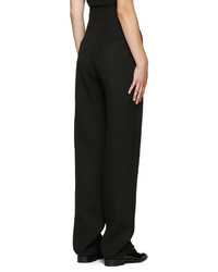 Женские черные шерстяные брюки со складками от Victoria Beckham