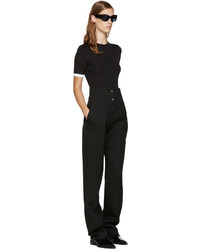 Женские черные шерстяные брюки со складками от Victoria Beckham