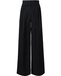 Женские черные шерстяные брюки со складками от Lemaire