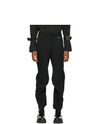 Черные шерстяные брюки чинос в вертикальную полоску от We11done