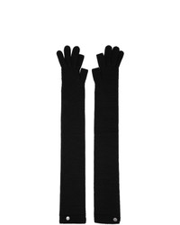 Черные шерстяные вязаные длинные перчатки