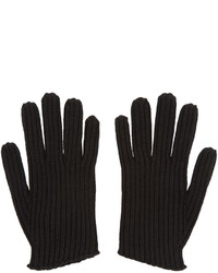 Женские черные шерстяные вязаные перчатки от MM6 MAISON MARGIELA