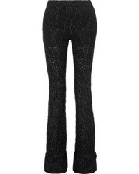 Черные шерстяные классические брюки с цветочным принтом