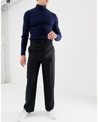 Мужские черные шерстяные классические брюки от ASOS DESIGN