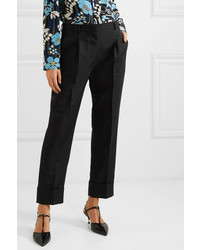 Женские черные шерстяные классические брюки от Prada