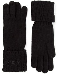 Женские черные шерстяные перчатки от Salvatore Ferragamo