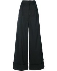Черные шерстяные широкие брюки от MM6 MAISON MARGIELA