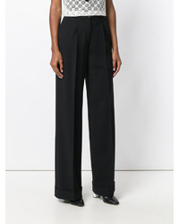 Черные шерстяные широкие брюки от Ermanno Scervino