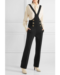 Черные шерстяные штаны-комбинезон от Chloé