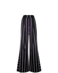 Черные широкие брюки в вертикальную полоску от Rouge Margaux