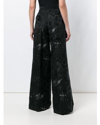 Черные широкие брюки с вышивкой от Christian Pellizzari