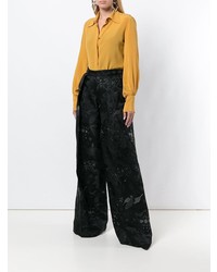 Черные широкие брюки с вышивкой от Christian Pellizzari