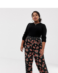 Черные широкие брюки с принтом от Neon Rose Plus
