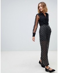 Черные широкие брюки с принтом от Vero Moda