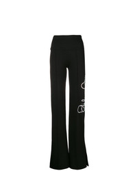 Черные широкие брюки с украшением от Philipp Plein