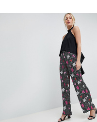 Черные широкие брюки с цветочным принтом от Asos Tall